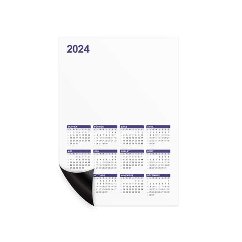 Calendrier magnet recto en papier publicitaire 2024 0,3 mm - Magcal Eco