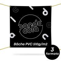 Bâche promotionnelle pro en PVC 510 gr/m² avec quadrichromie recto différents formats - Erbil carré - Pandacola