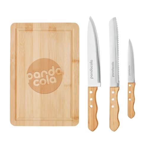 Couteaux de table - Planche à découper publicitaire et 3 couteaux - Sharp Chef - Pandacola