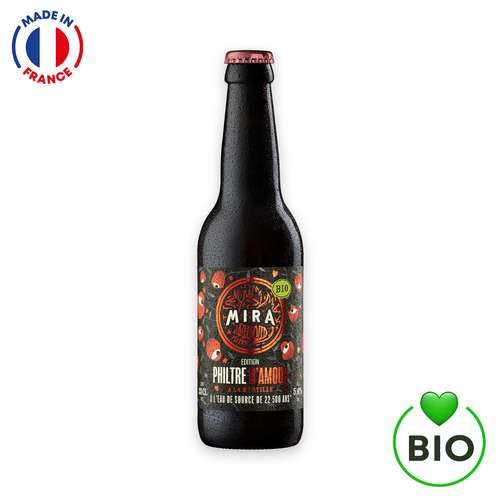 Bouteilles de bières - Bouteille de bière bio à la myrtille de 33 cL - Philtre d'amour vol. 5,6% - Made in France  | Mira® - Pandacola
