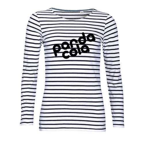 Tee-shirts - T-shirt publicitaire manche longues à rayures colorée en coton 150 gr/m² - Marine - Pandacola