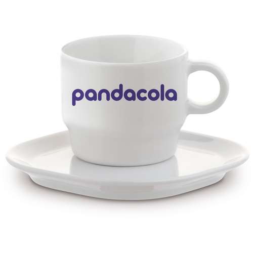 Tasses à café - Tasse personnalisable en porcelaine d'une capacité de 180 ml avec soucoupe incluse - Satellite - Pandacola