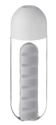 Bouteilles - Bouteille publicitaire transparente avec pilulier amovible 600 ml - Pilly - Pandacola