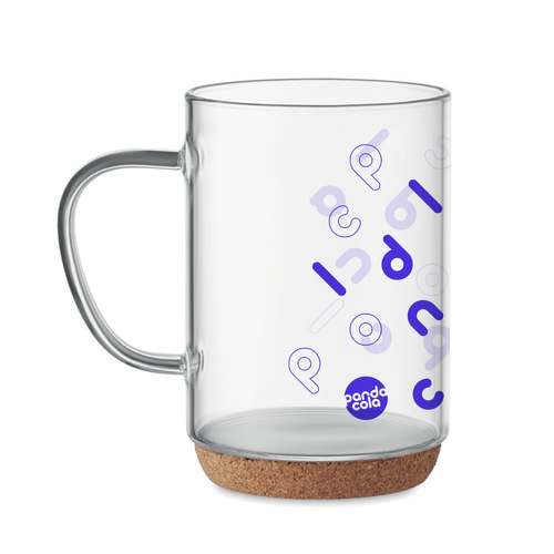 Mugs - Mug personnalisé en verre boroscilicate 400 ml avec base en liège - Cove - Pandacola