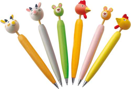 Stylos à bille - Lot de 24 stylos bille avec embout ressort têtes d'animaux - Drobak - Pandacola