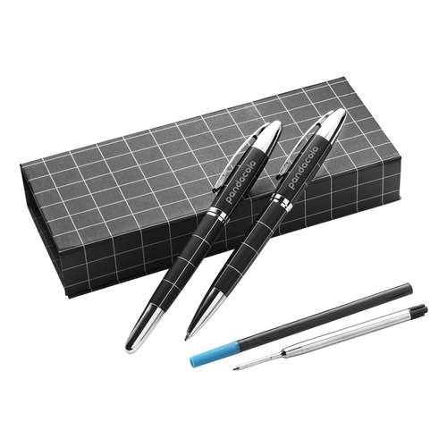 Parures stylos, rollers, porte-mines et plumes - Parure stylo à bille publicitaire en métal avec coffret cartonné - Zusse - Pandacola