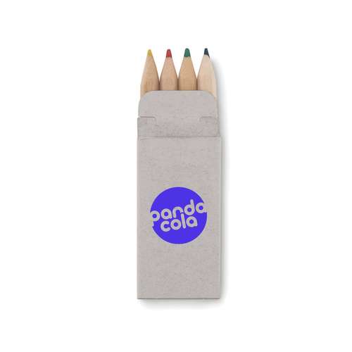Crayons de couleur - Set publicitaire de 4 mini crayons de couleur - Petit Abigail - Pandacola