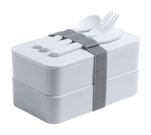 Lunch box/Bentos - Lunch box antibactérienne personnalisée en plastique blanc avec couvert - Fandex - Pandacola