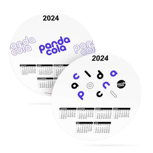 Calendrier de bureau - Calendrier rond publicitaire 2024 recto / verso couché brillant 250g²/m - Orel - Pandacola