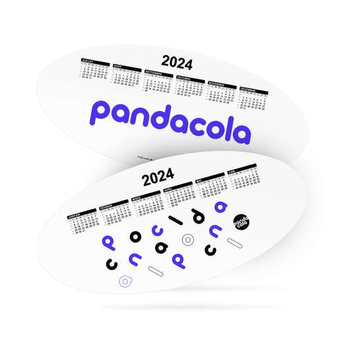 Calendrier de bureau - Calendrier ovale publicitaire 2024 recto / verso couché brillant 250g²/m - Susa - Pandacola