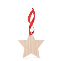 Etoile de Noël publicitaire en bois à accrocher - Rouba - Pandacola