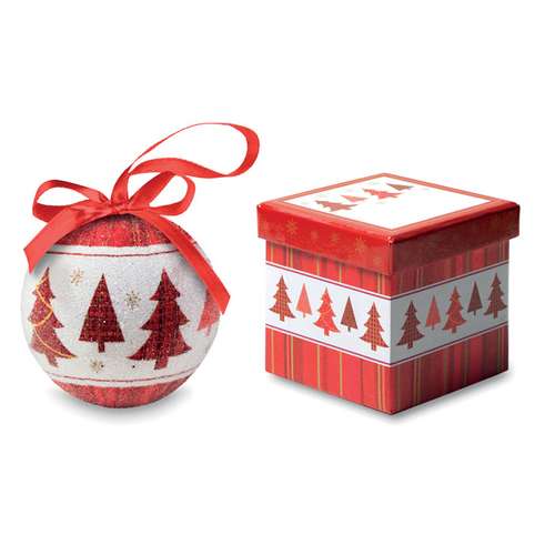 Boules de Noël - Boule de Noël publicitaire sapin perlée avec boîte cadeau - Bolicad - Pandacola