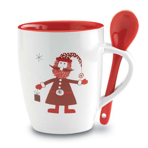 Mugs - Mug personnalisé en céramique 250 ml avec motif de Noël et cuillère - Santa Mug - Pandacola