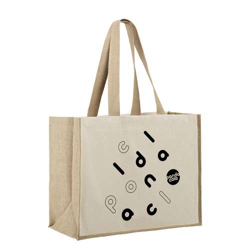 Sacs shopping - Tote bag promotionnel avec soufflets en jute 320 gr/m² - Telo - Pandacola