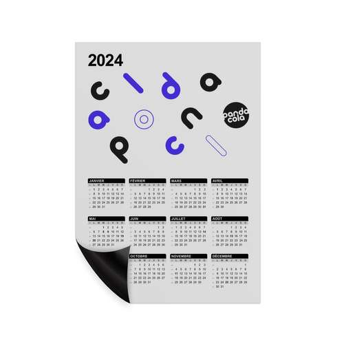 Calendrier de bureau - Calendrier magnet recto en PVC publicitaire 2024 0,5 mm - Magcal Pro - Pandacola