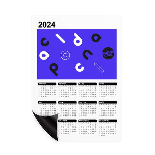 Calendrier de bureau - Calendrier magnet recto en papier publicitaire 2024 0,3 mm - Magcal Eco - Pandacola