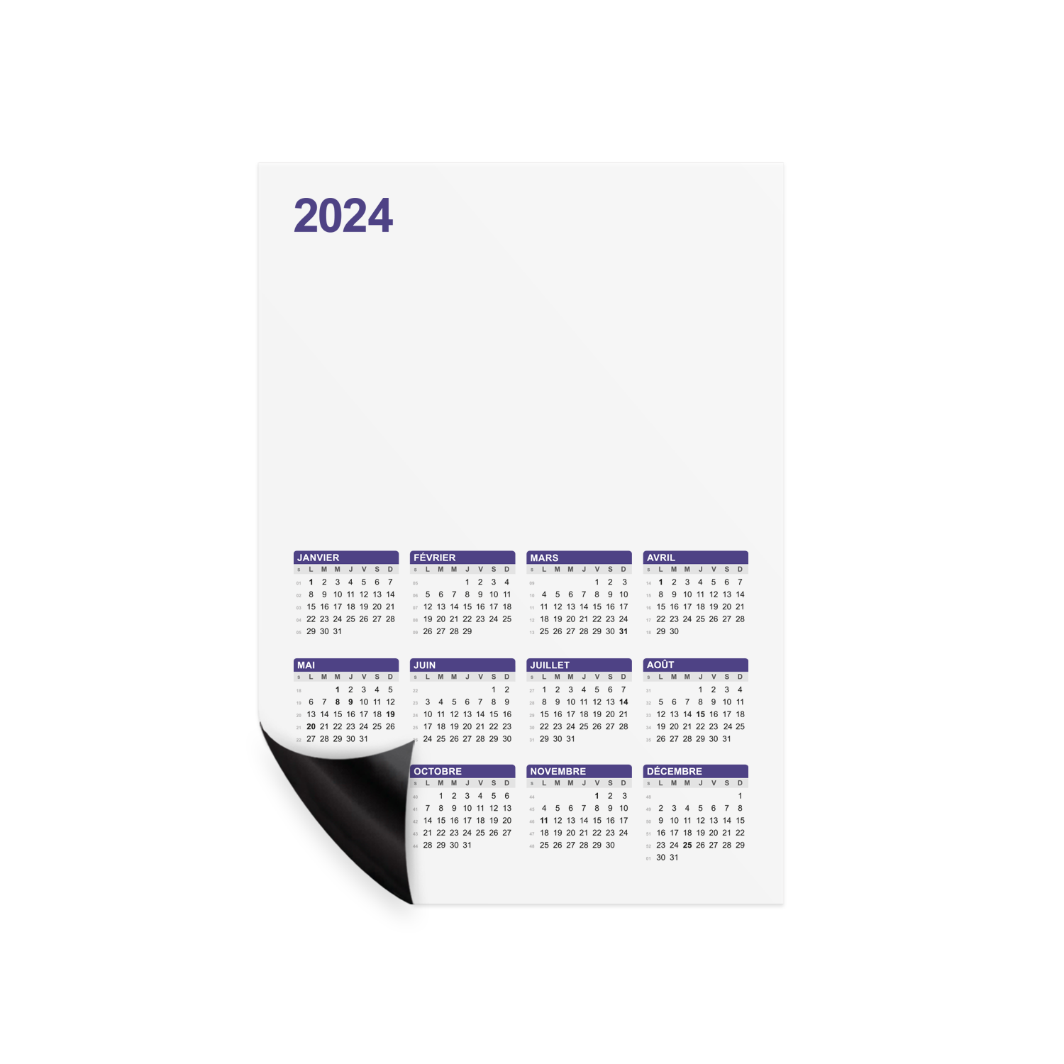 Motif Cinéma - Calendrier A5 magnétique 2024