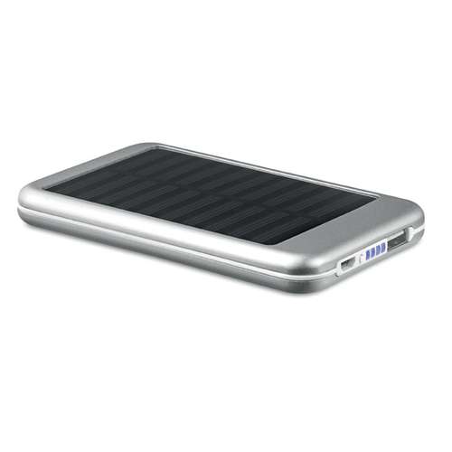 Batteries de secours classiques - Chargeur externe publicitaire 4000 mAh en aluminium avec panneau solaire - Solarflat - Pandacola