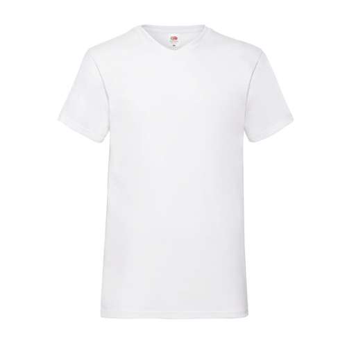 Tee-shirts - T-shirt personnalisé col v homme blanc en coton 165 gr/m² | FRUIT OF THE LOOM® - Tango White - Pandacola