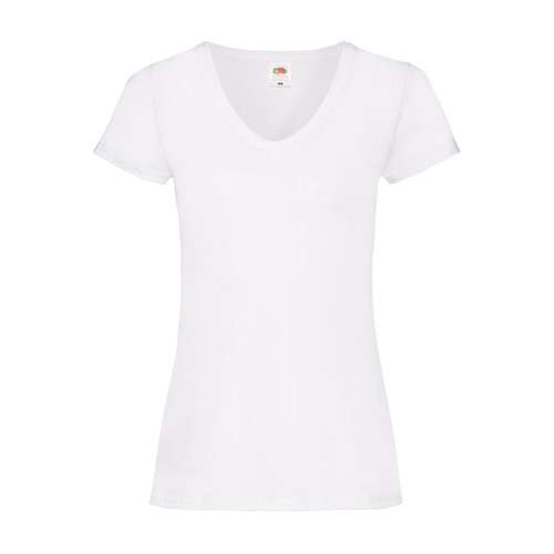 Tee-shirts - T-shirt personnalisé col v femme blanc en coton 165 gr/m² | FRUIT OF THE LOOM® - Tango White - Pandacola